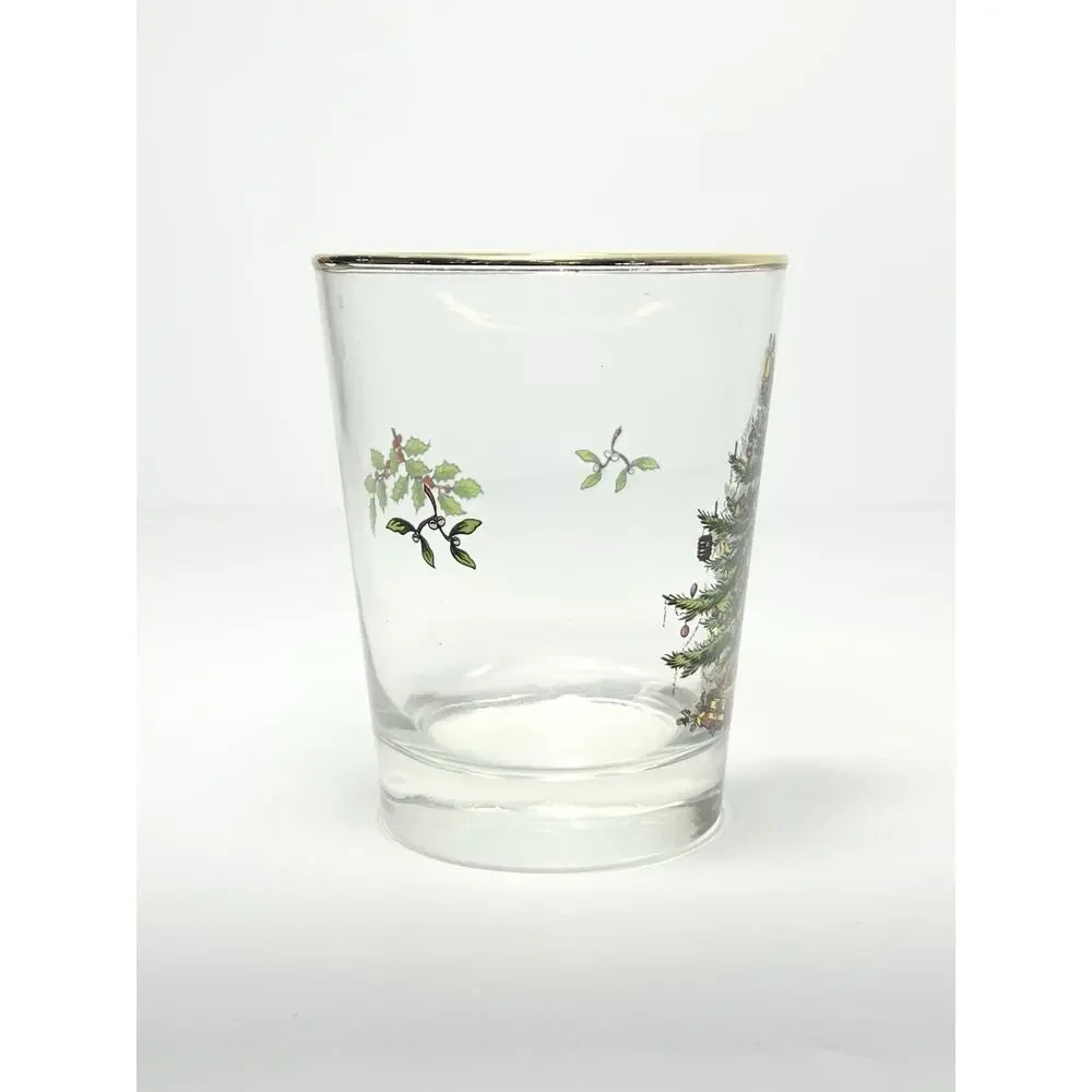 Spode “Christmas Tree” 8 Double Old Fashioned Tumbler Drinking Glasses 4.5” 15oz